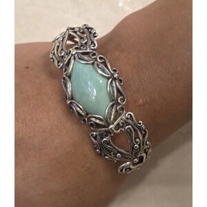 Carolyn Pollack Relios Sterling Silver 24.49tcw‎ Chrysoprase Bracelet 7-7.5"